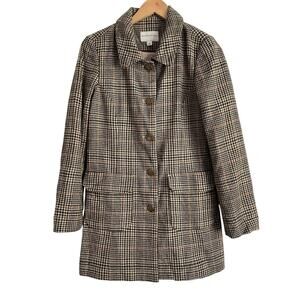Banana Republic Jacket Womens Medium Houndstooth Wool Plaid Coat Preppy